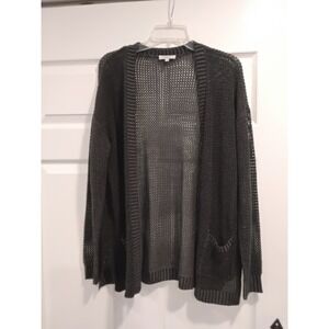 Mudd Womens Charcoal Gray Knit Open Front Cardigan Sweater‎ L